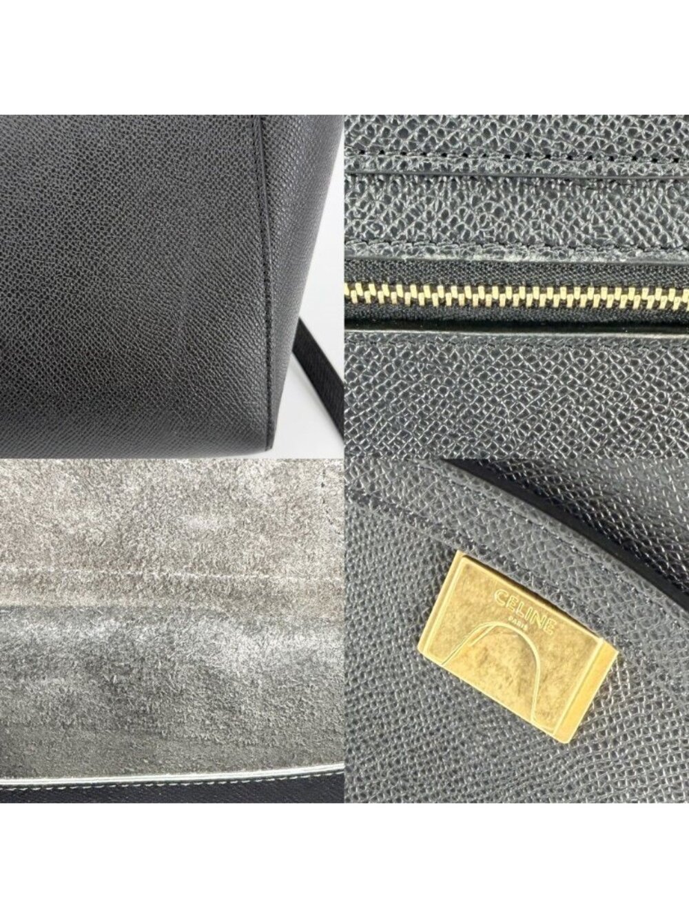 Celine Micro Belt Bag Shoulder Leather Black Gold - Picture 6 of 6